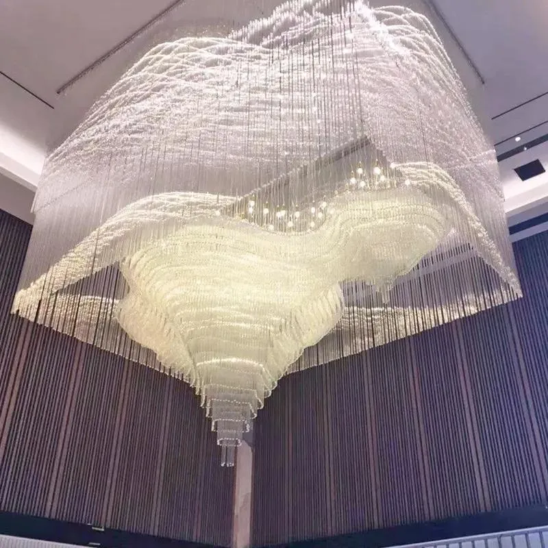 Hotel Ballroon Shipping Mall Modern Large Hotel Lobby Villa Cake Decoration Pendant Light Luxurious K9 Crystal Chandelier LED Nordic Chandelier Pendant Lighting