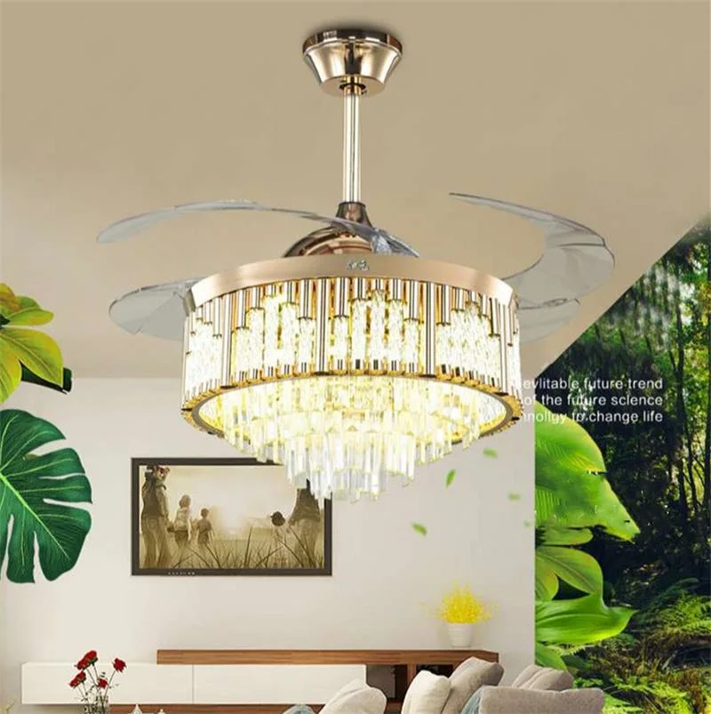 Nordic Luxury Interior Decoration Lamp Bedroom Crystal LED Ceiling Fan