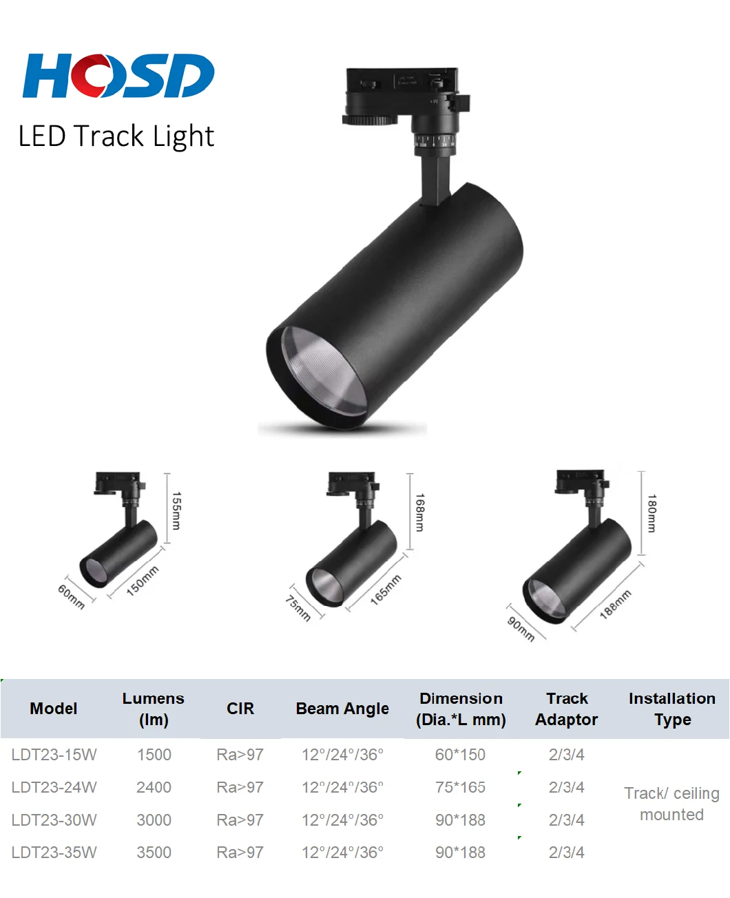 High Quality Factory Price Ra>95 30W LED COB Track Spot Light for Commercial Chain Store Shop Projects and Wholesaller